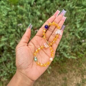 Gold yellow butterfly medium beaded African anklet